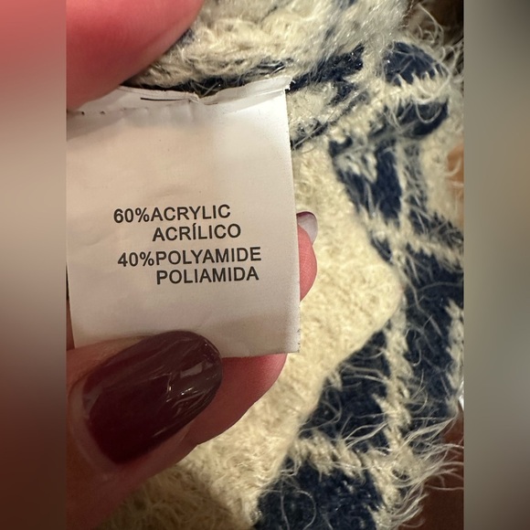 fù záde Soft Fuzzy Knit Argyle Diamond Crewneck Sweater - Size Small - Picture 10 of 10